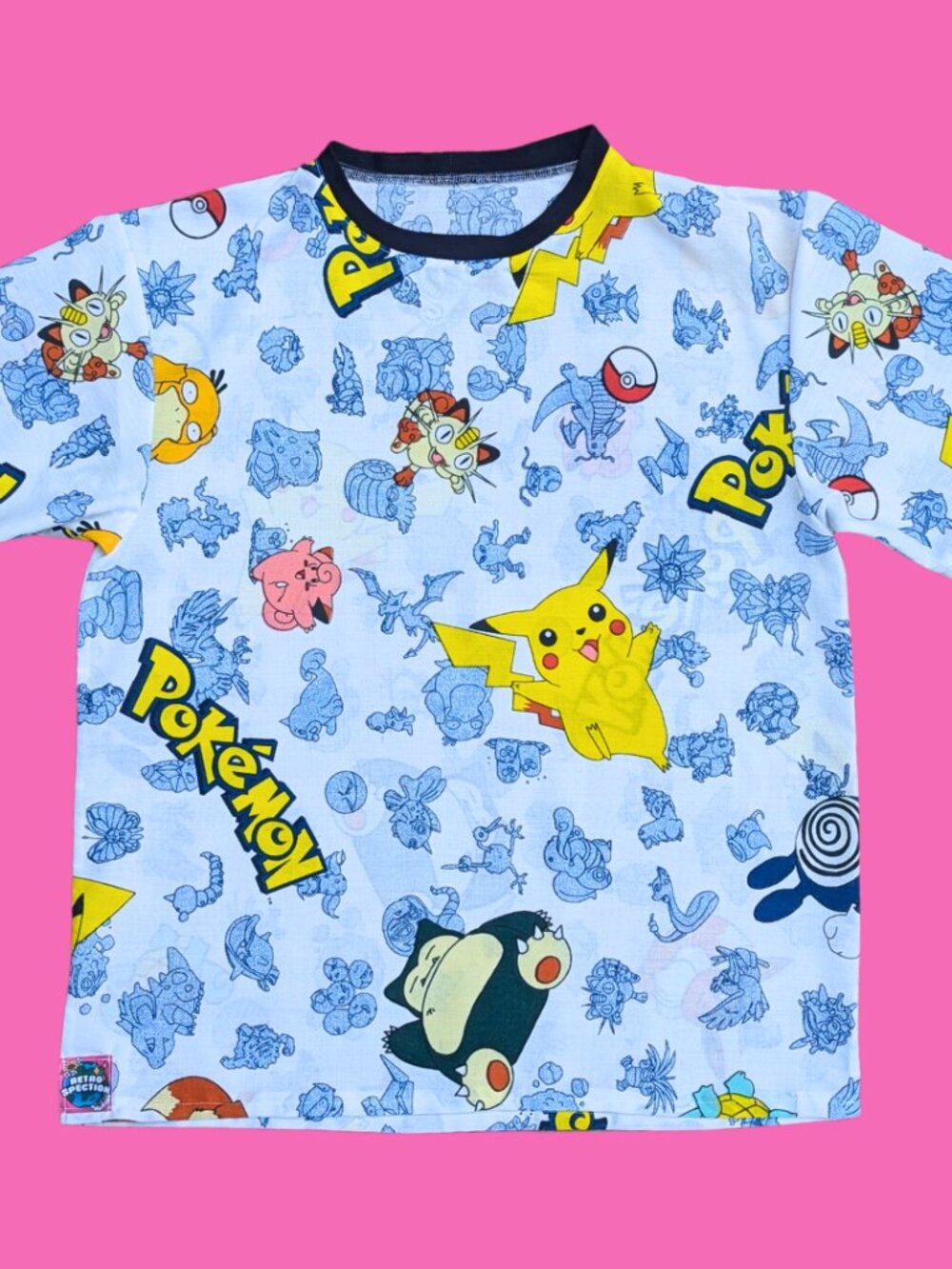 Handmade, Upcycled Pokemon Bedsheet T-Shirt Oversized S-M, Fitted L-XL